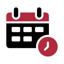 Icono calendario negro y rojo